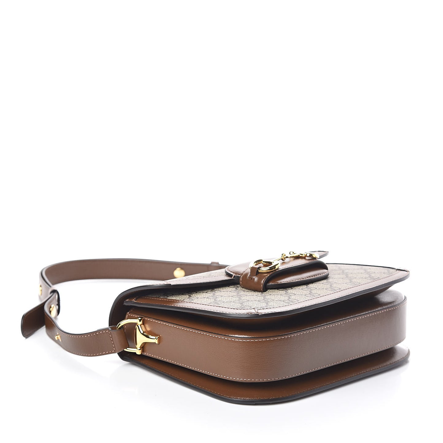 GG Supreme Monogram Horsebit 1955 Shoulder Bag Beige Brown Sugar
