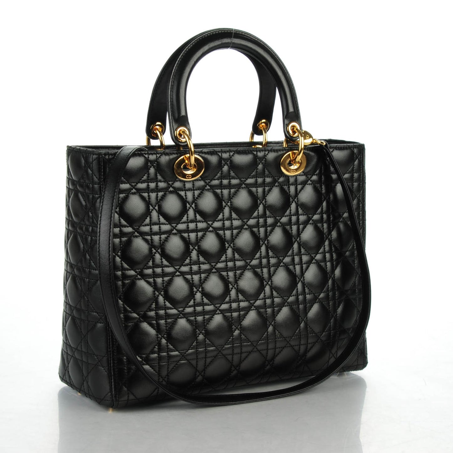 Lambskin Cannage Large Lady Dior Black