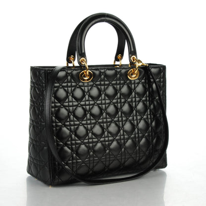 Christian Dior Lambskin Cannage Large Lady Dior Black 3 of 8