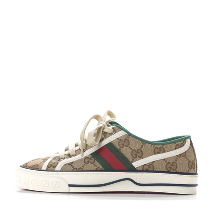 Gucci GG Monogram Web Womens 1977 Tennis Sneakers 35.5 Beige Ebony Mystic White 1 of 8