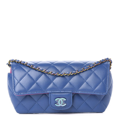 Chanel Lambskin Quilted Glasses Case With Chain Blue Purple 1 of 12