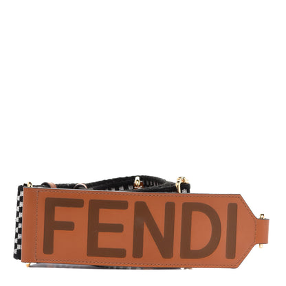 Fendi Ribbon Vitello King Logo Embossed Gingham Woven Adjustable Strap You Panna Black Cuoio 1 of 6