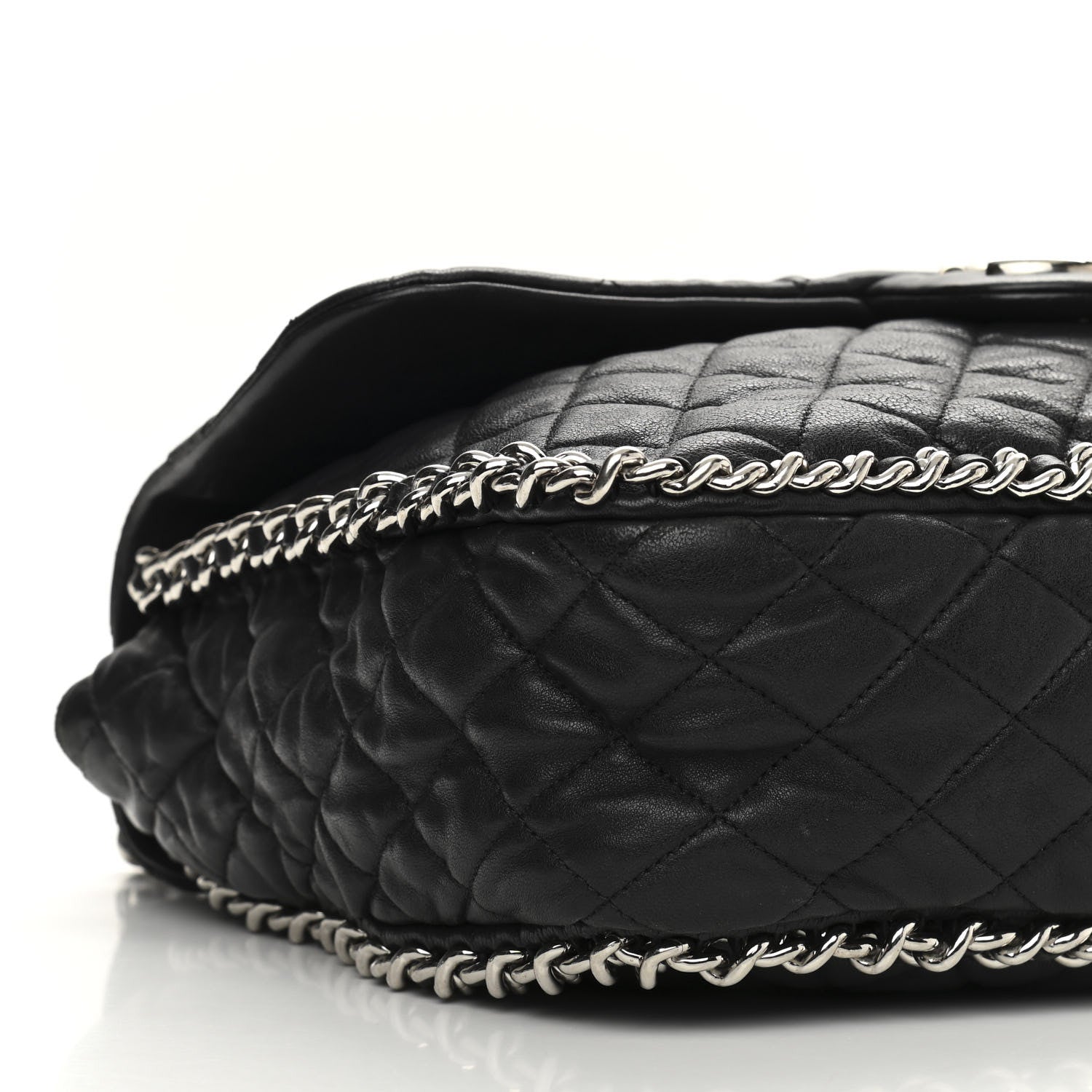 Chanel Washed Lambskin Quilted Maxi Chain Around Flap Black 9 of 12