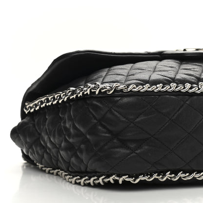 Chanel Washed Lambskin Quilted Maxi Chain Around Flap Black 9 of 12