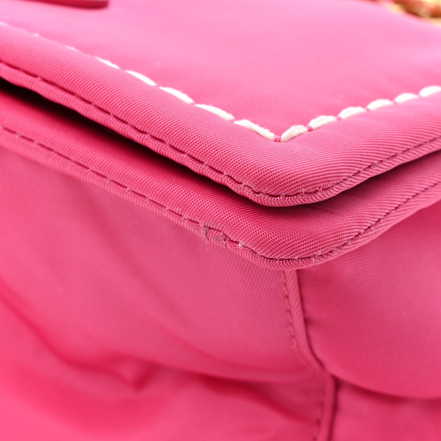 Nylon Tessuto Small Chain Shoulder Bag Fuxia