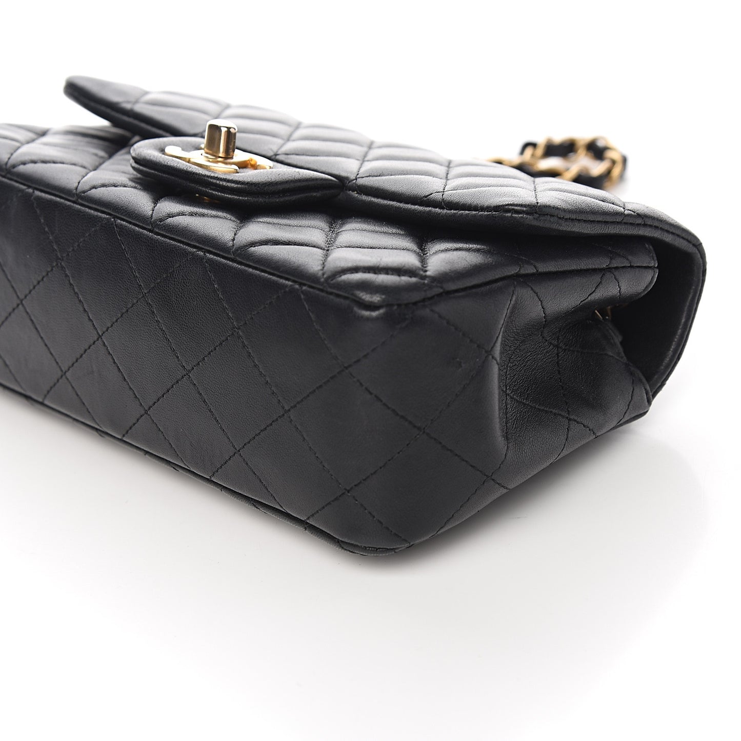 Lambskin Quilted Mini Rectangular Flap Black