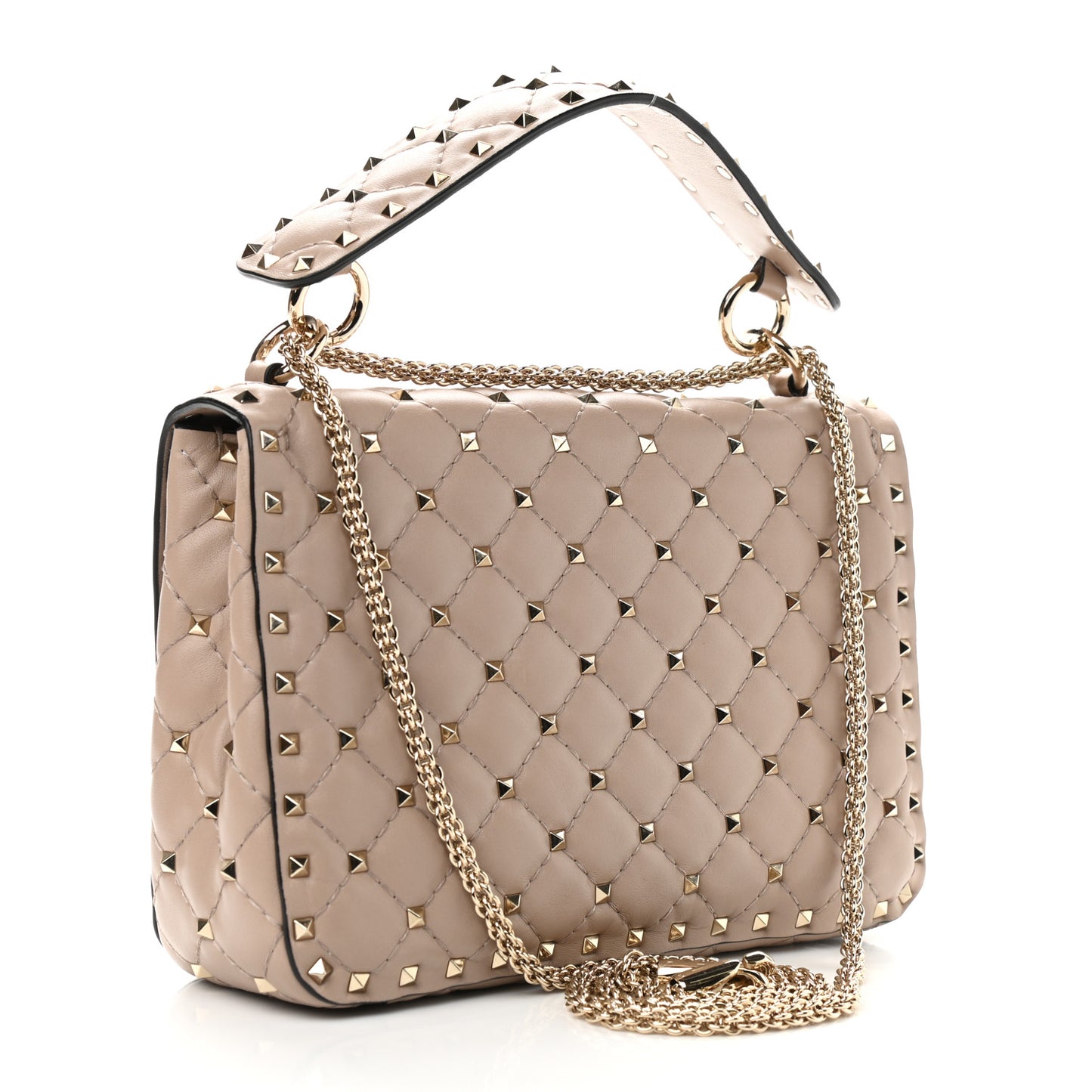 Nappa Medium Rockstud Spike Shoulder Bag Poudre