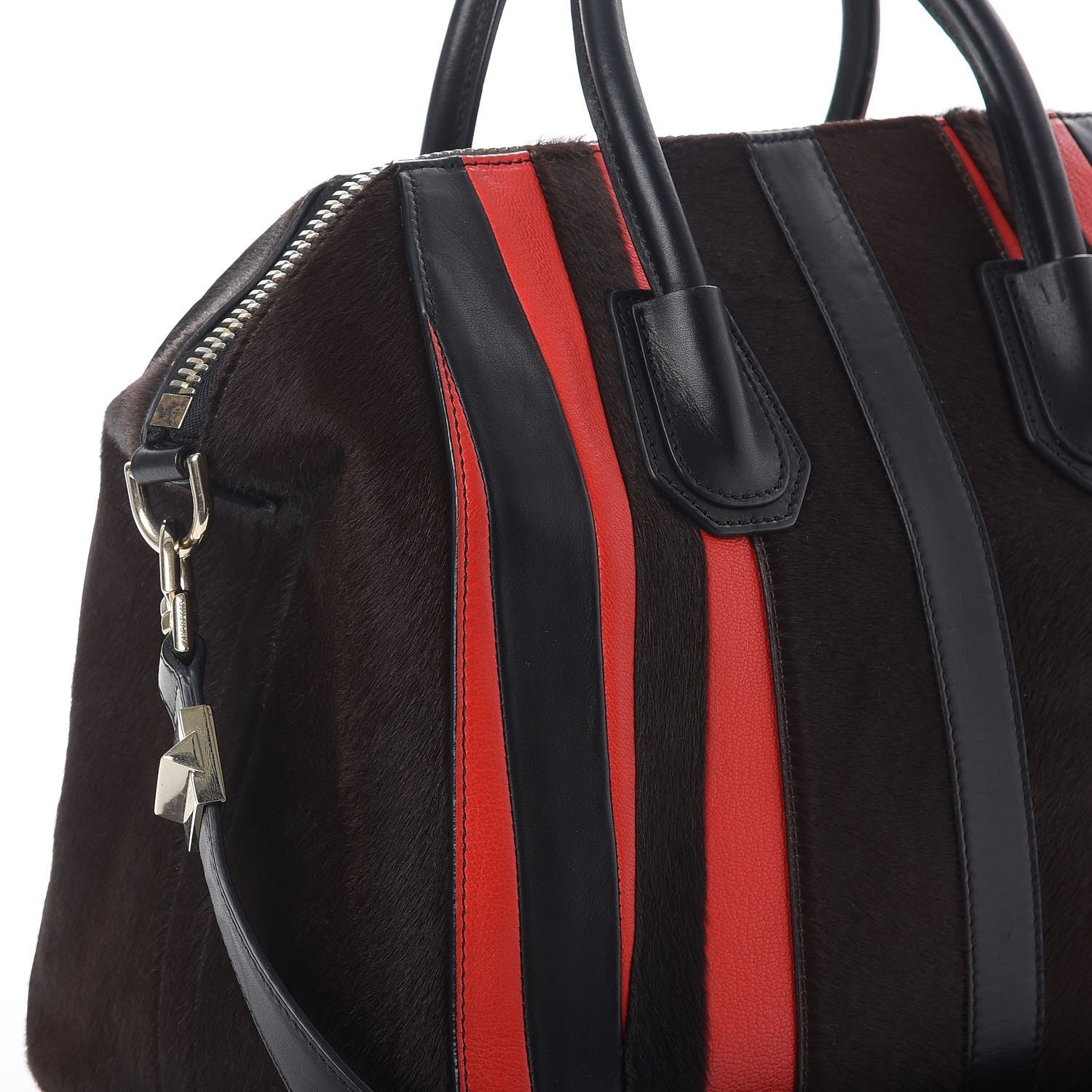 Givenchy Calf Hair Goatskin Smooth Calfskin Patchwork Medium Antigona Black Red 12 of 12