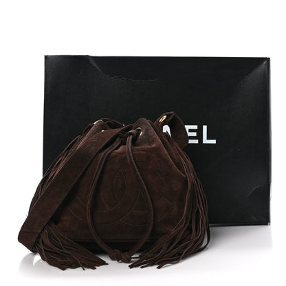 Chanel Suede Drawstring Tassel Bucket Bag Brown 14 of 14
