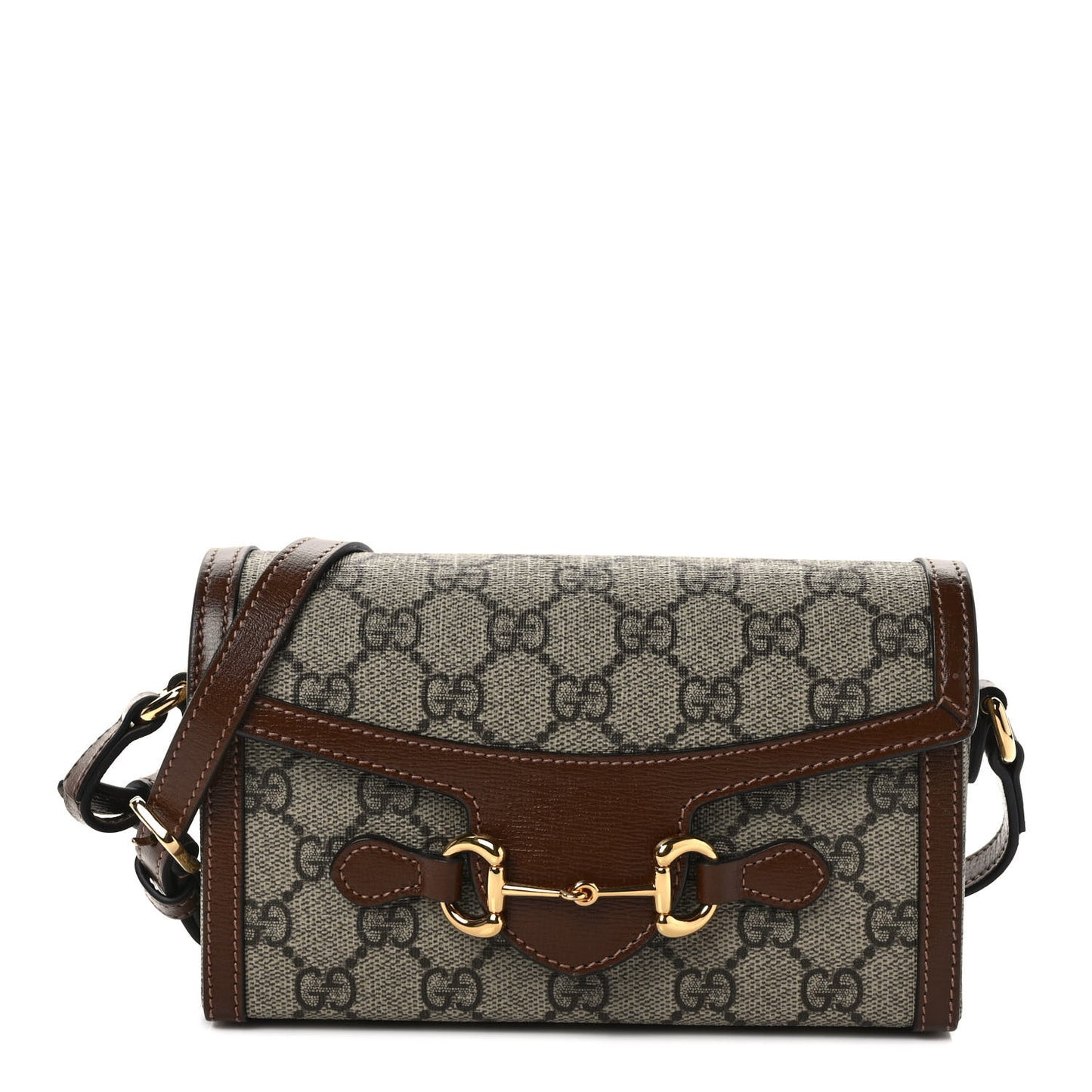 GG Supreme Monogram Mini Horsebit 1955 Shoulder Bag Beige Brown Sugar