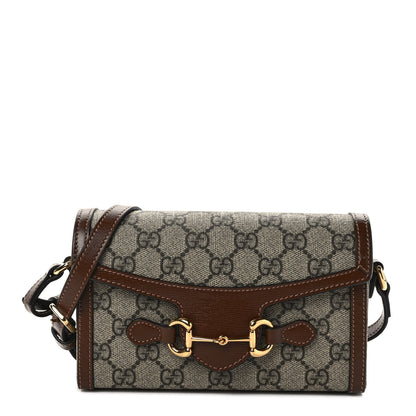 Gucci GG Supreme Monogram Mini Horsebit 1955 Shoulder Bag Beige Brown Sugar 1 of 9