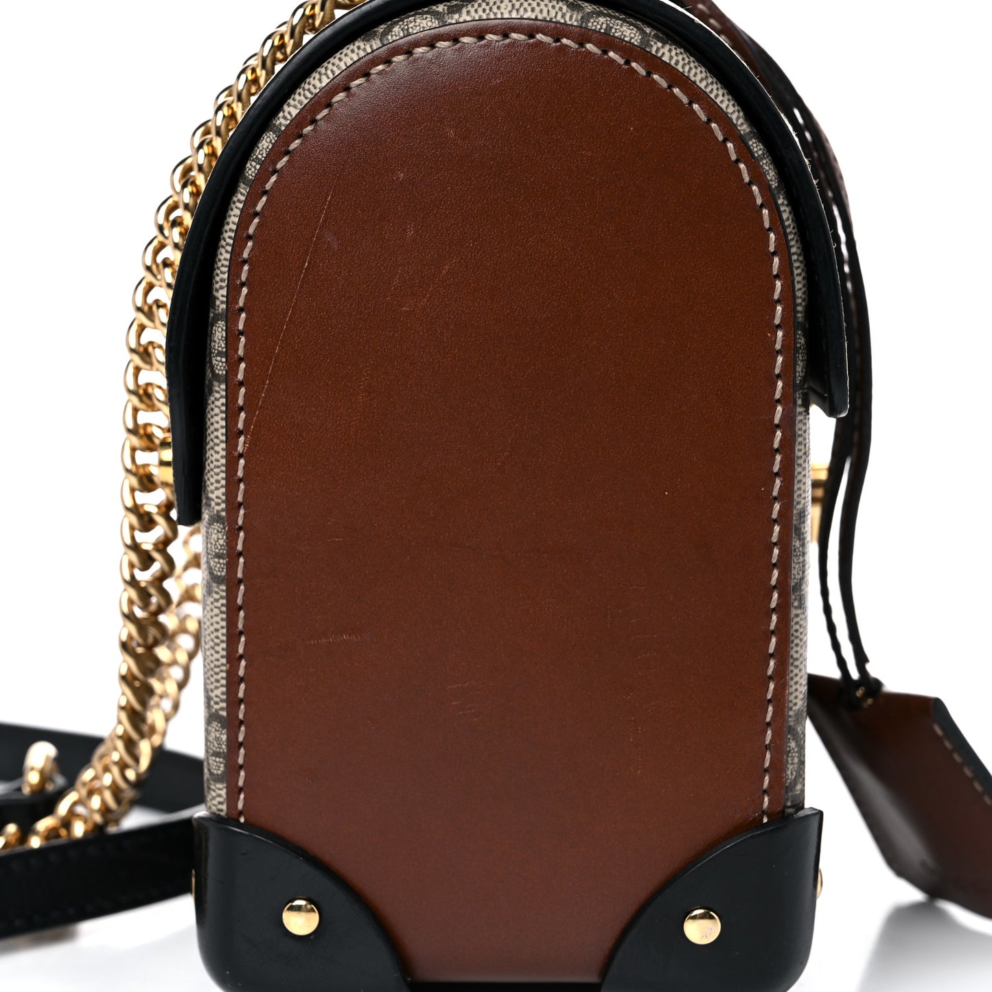 GG Supreme Monogram Small Padlock Bamboo Shoulder Bag Beige Black Cuir