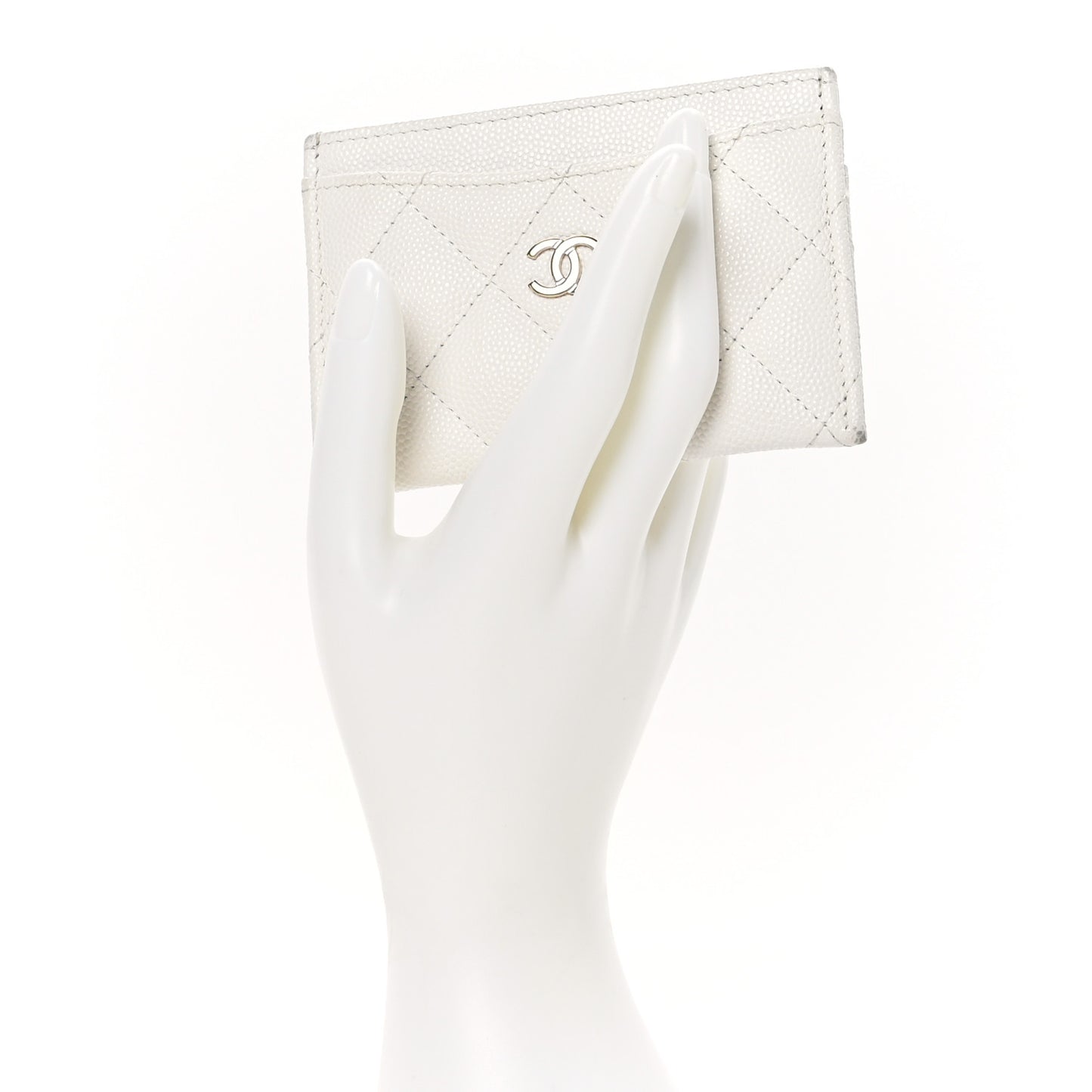Caviar Quilted Card Holder White