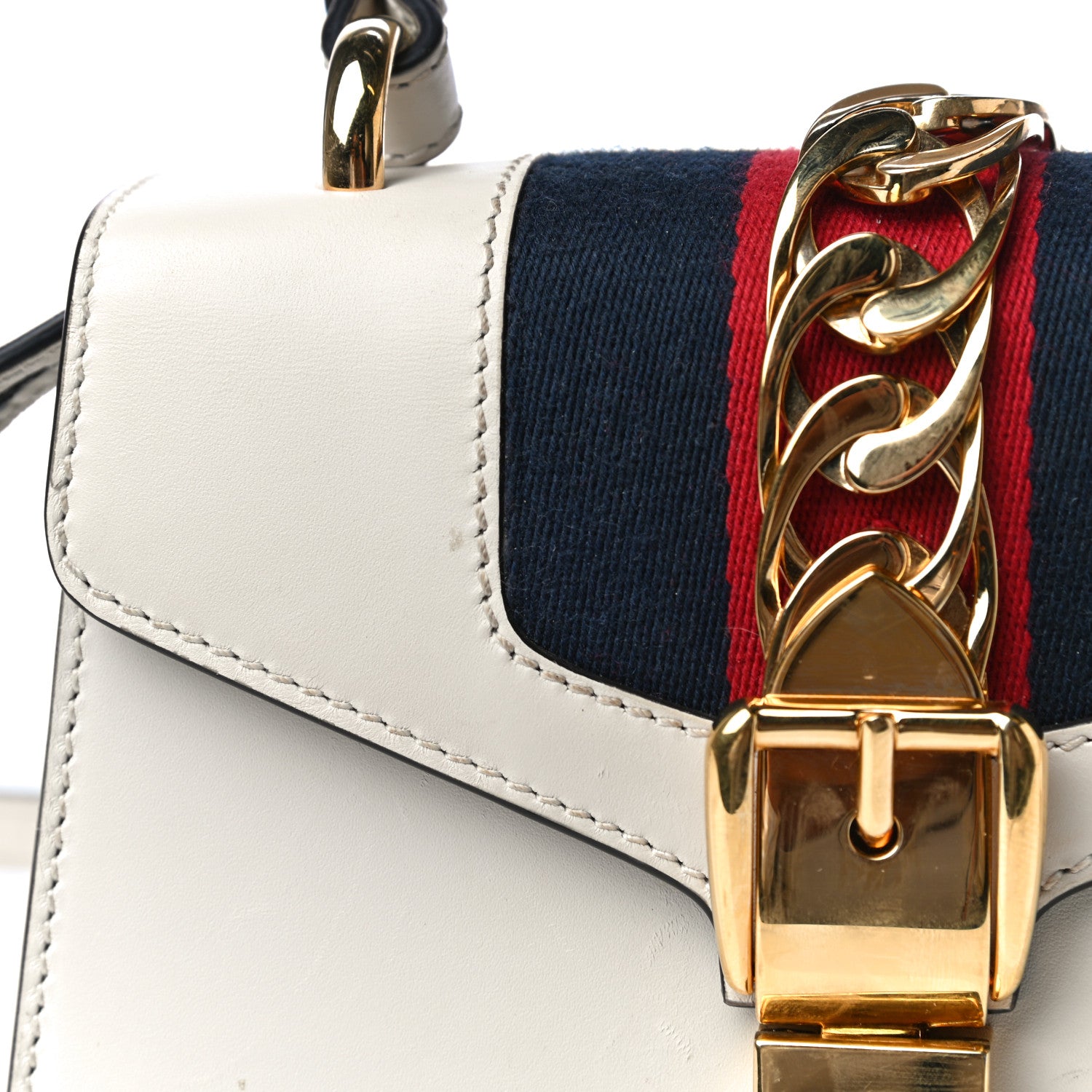 Gucci Calfskin Mini Sylvie Top Handle Bag White 15 of 22