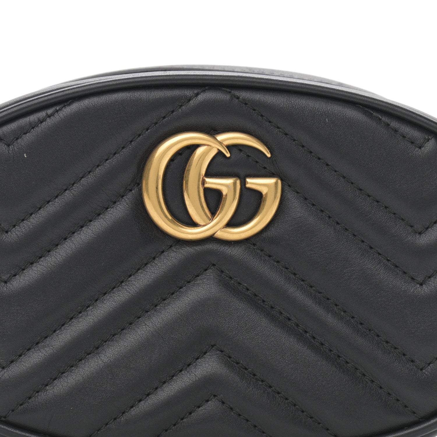 Gucci Calfskin Matelasse GG Marmont Belt Bag 85 34 Black 10 of 10