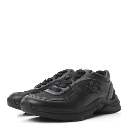 Chanel Lambskin Fabric CC Uniform Sneakers 38.5 Black 4 of 10