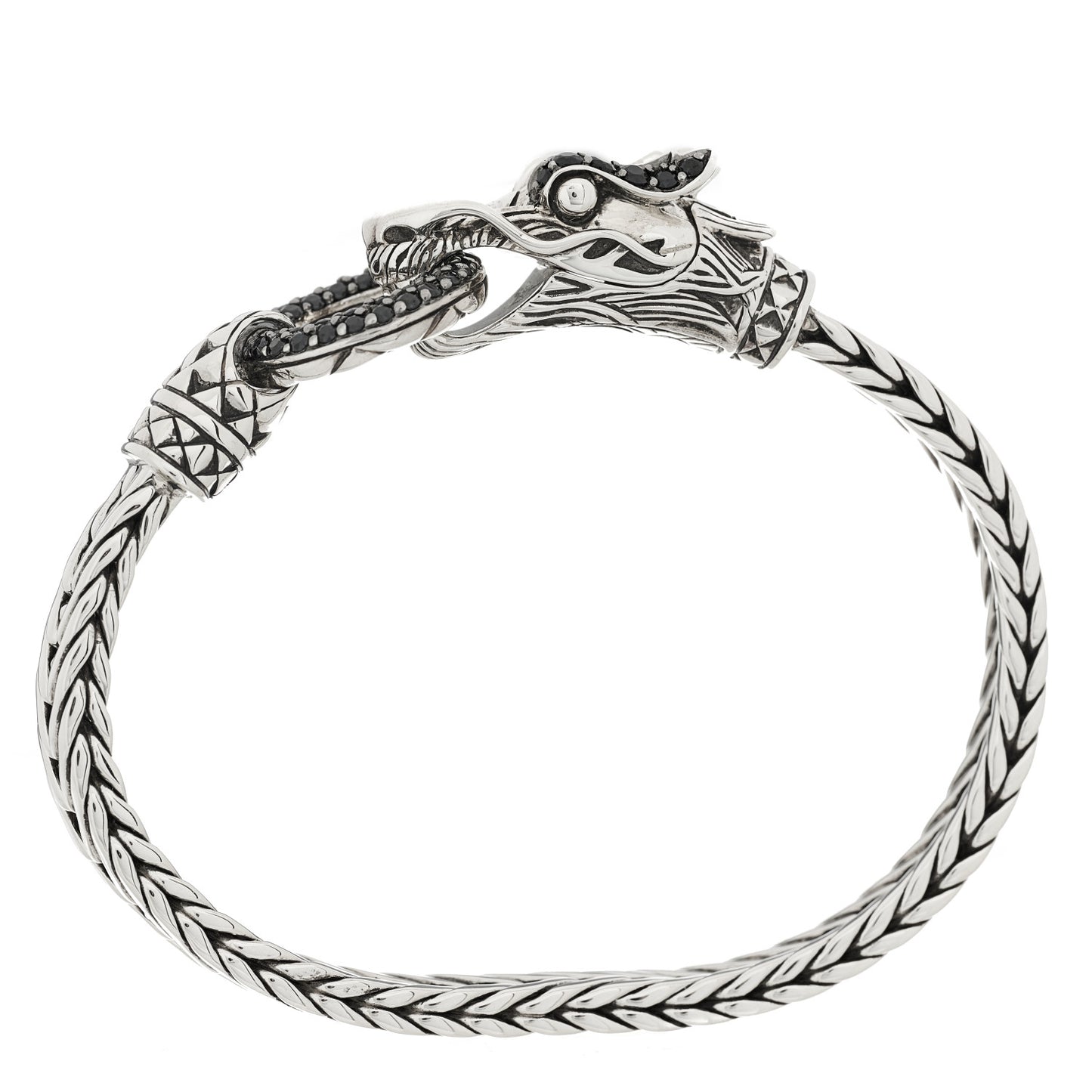 Sterling Silver Black Sapphire Legends Naga Station Bracelet