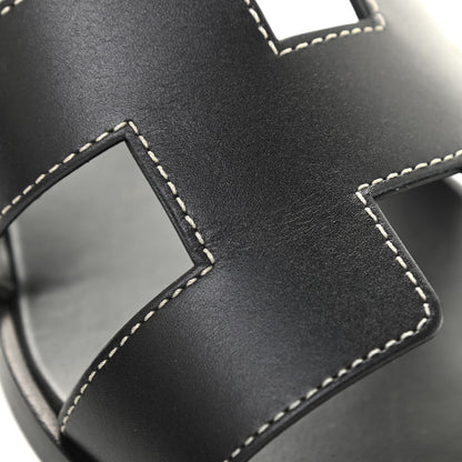 Hermes Box Calfskin Oran Sandals 39.5 Black 11 of 15