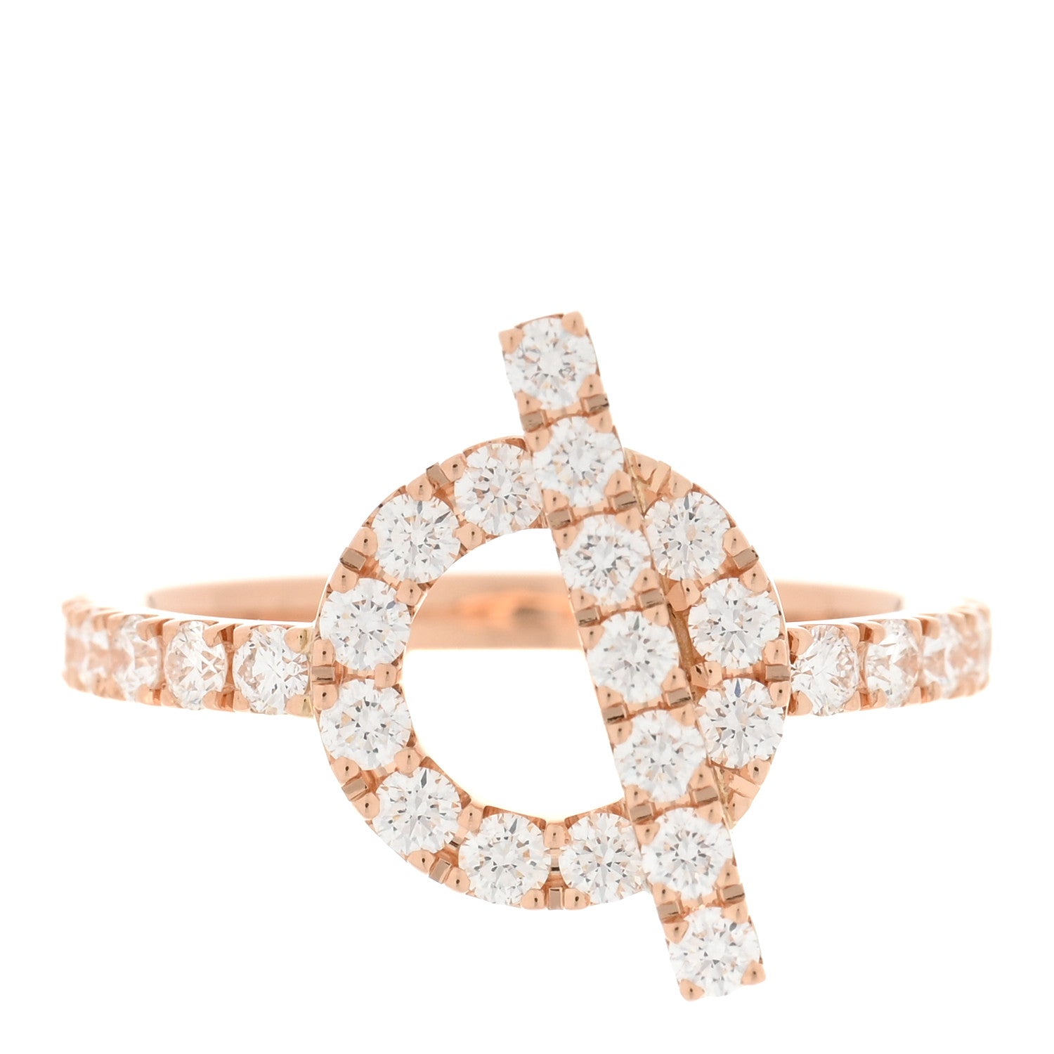 Hermes 18K Rose Gold Diamond Finesse Ring 52 6 1 of 6