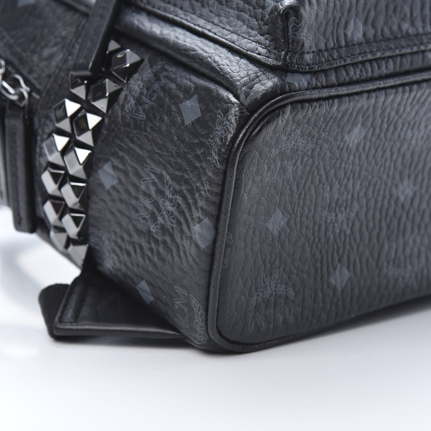 MCM Visetos Side Stud Mini Stark Backpack Black 8 of 9