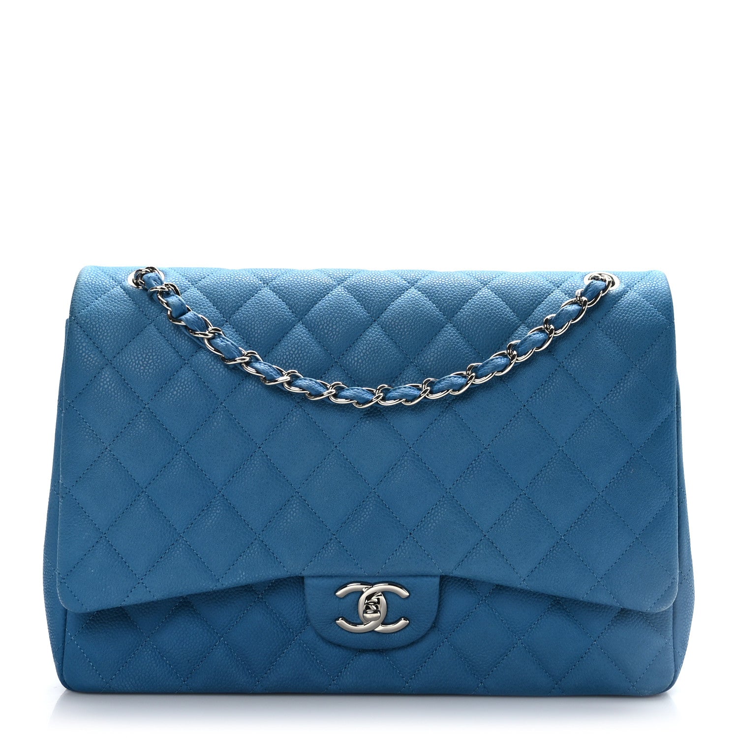 Chanel Caviar Quilted Maxi Double Flap Blue 1 of 9
