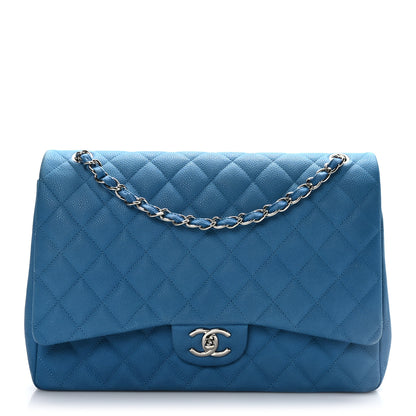 Chanel Caviar Quilted Maxi Double Flap Blue 1 of 9