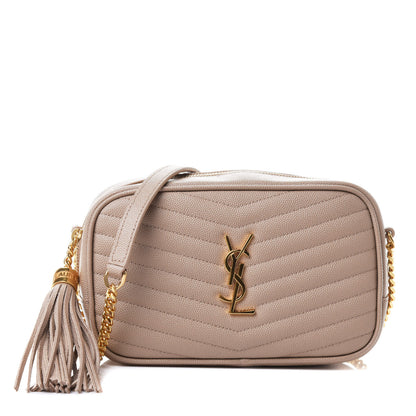 Saint Laurent Grain De Poudre Matelasse Monogram Mini Lou Camera Bag Dark Beige 1 of 4