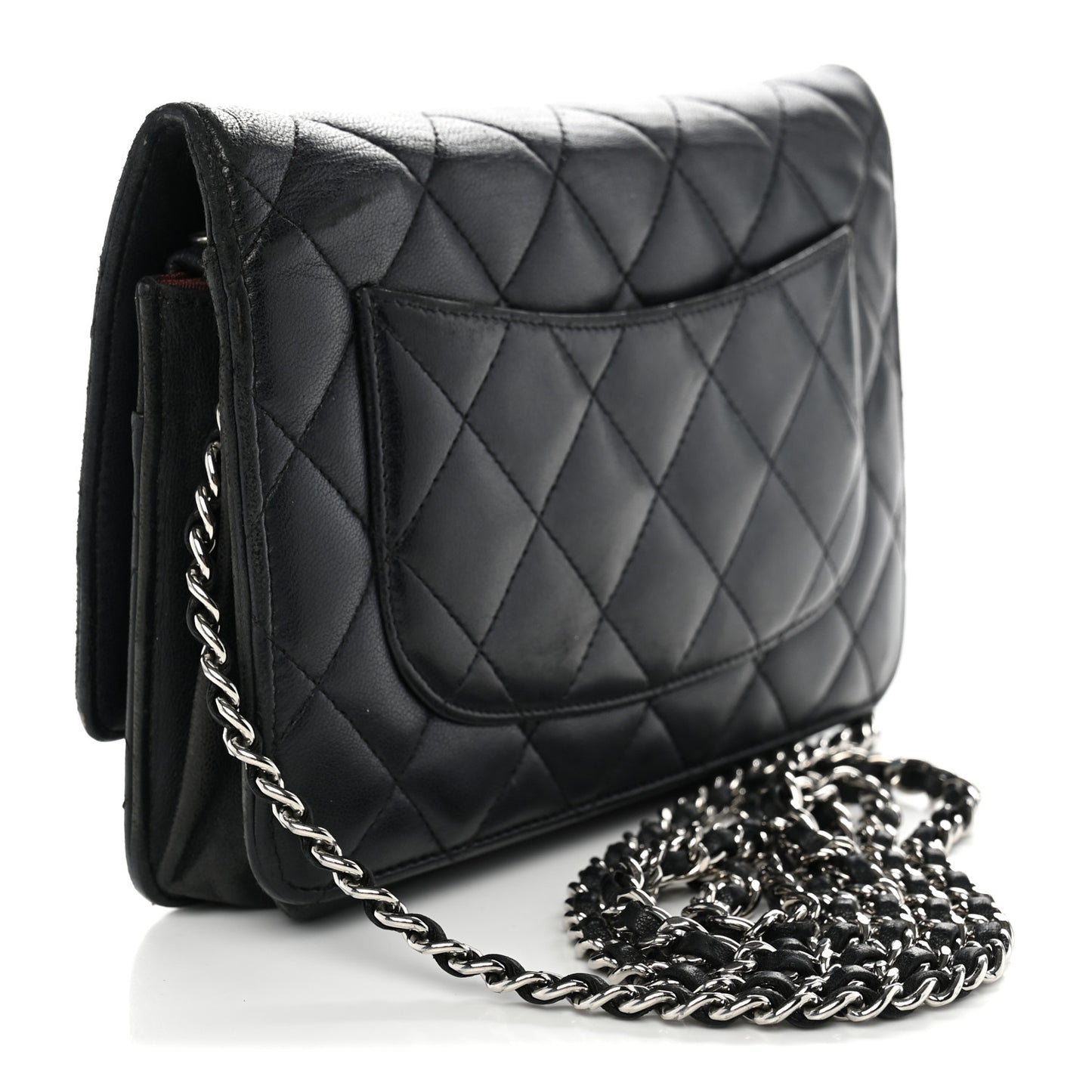 Lambskin Quilted Wallet On Chain WOC Black