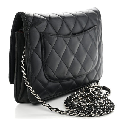 Chanel Lambskin Quilted Wallet On Chain WOC Black 3 of 13