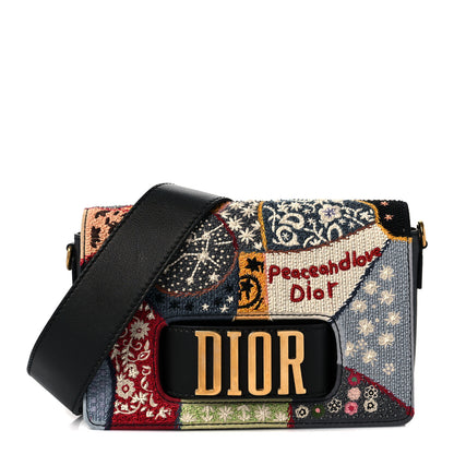 Christian Dior Canvas Embroidered Peace and Love Dio(r)evolution Flap Bag Multicolor 1 of 8