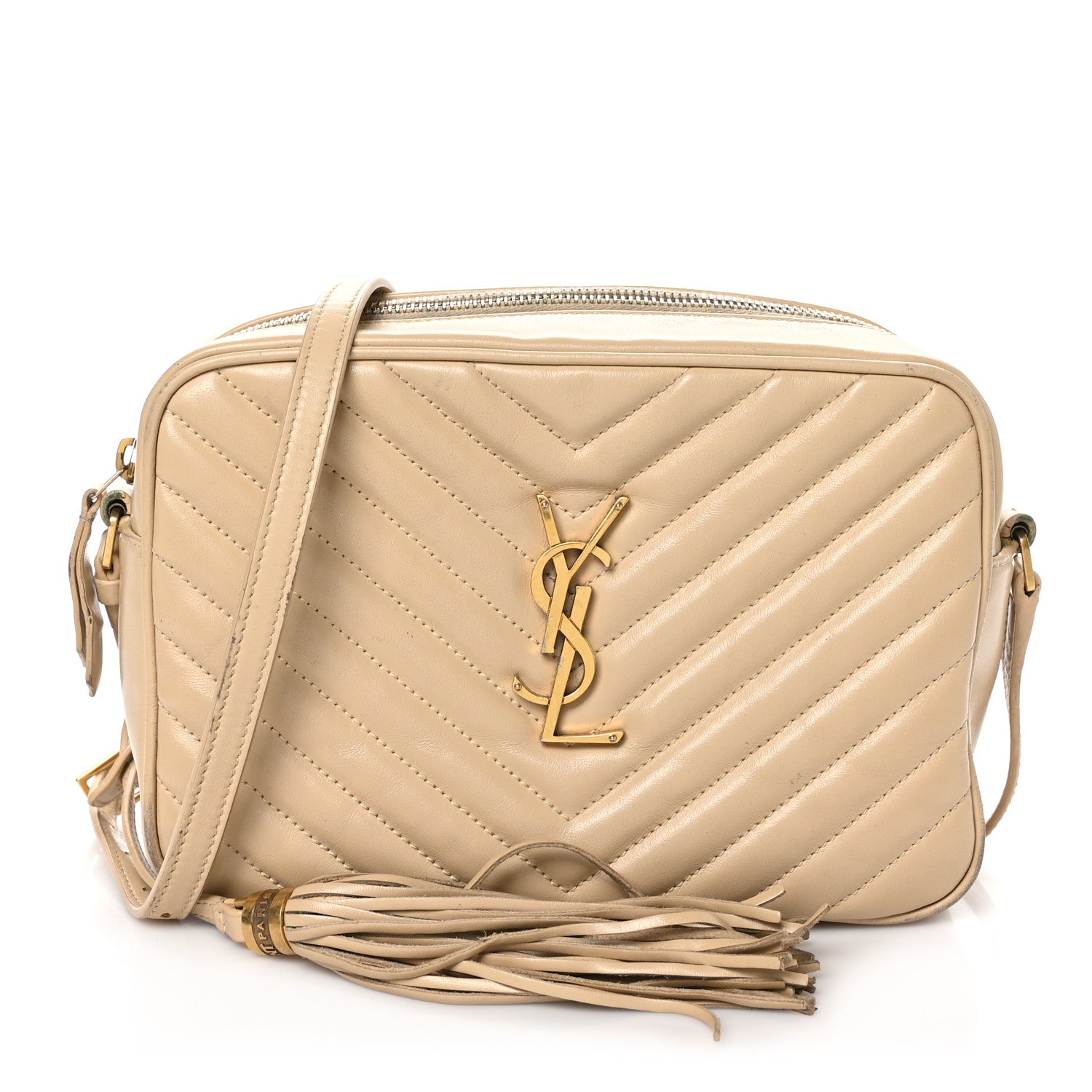 Saint Laurent Calfskin Matelasse Monogram Lou Camera Bag Dark Beige 1 of 19