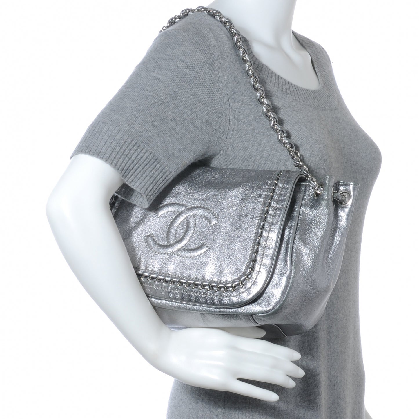 Luxe Ligne Flap Bag Silver