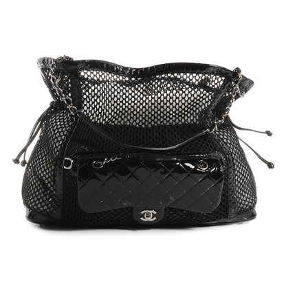 Chanel Patent Net Large La Madrague Tote Black 1 of 9