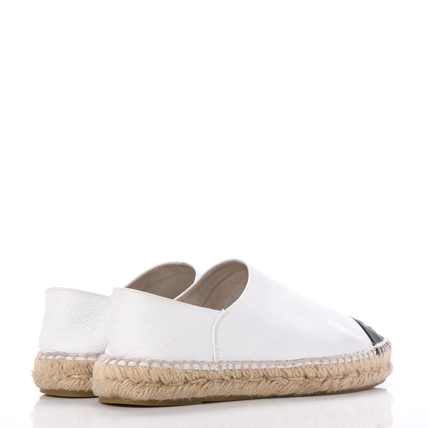 Grained Calfskin CC Espadrilles 38 White Black