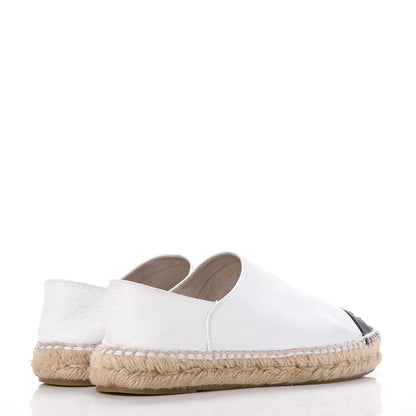 Chanel Grained Calfskin CC Espadrilles 38 White Black 4 of 7