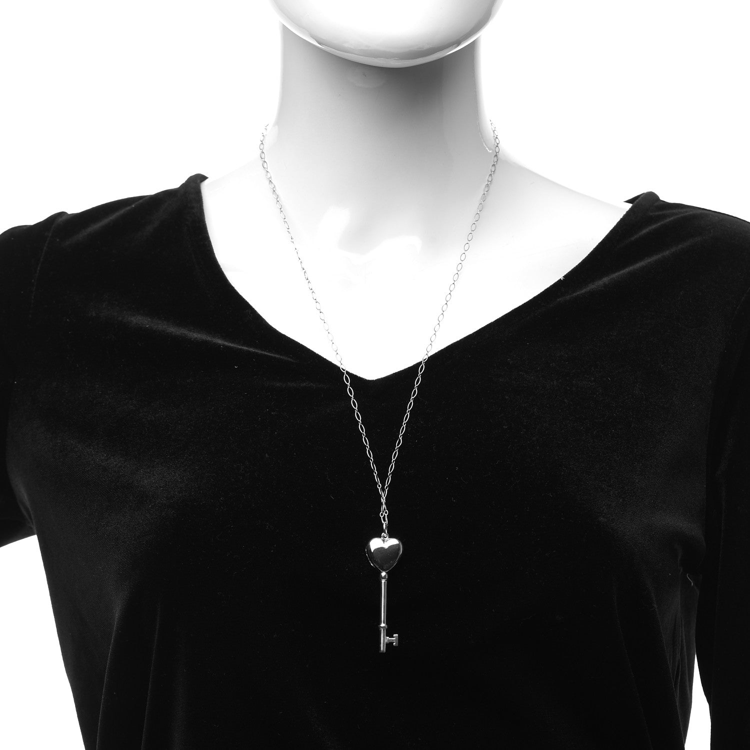 Tiffany Sterling Silver Heart Key Locket Pendant Necklace 2 of 6