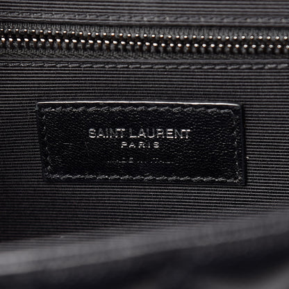 Saint Laurent Grain De Poudre Textured Mixed Matelasse Large Triquilt Monogram Monochrome Satchel Black 6 of 12