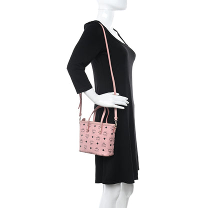 MCM Visetos Mini Anya Top Zip Shopper Tote Soft Pink 2 of 12