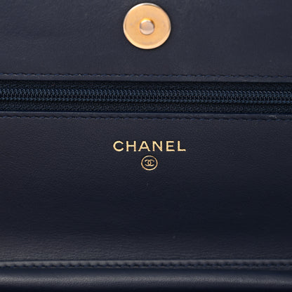 Chanel Caviar Quilted CC Filigree Wallet On Chain WOC Navy 6 of 13