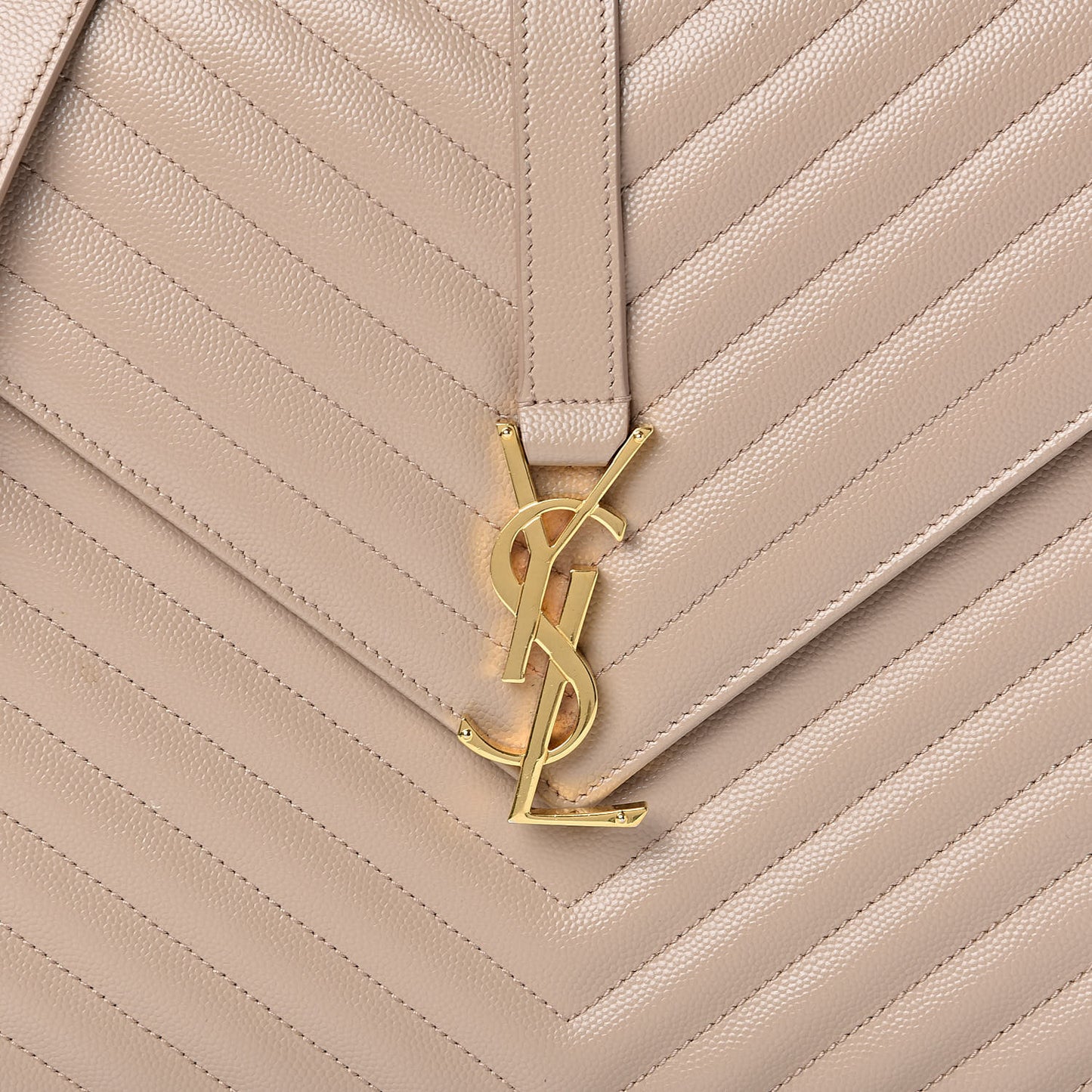 Grain De Poudre Matelasse Chevron Large Monogram Satchel Dark Beige