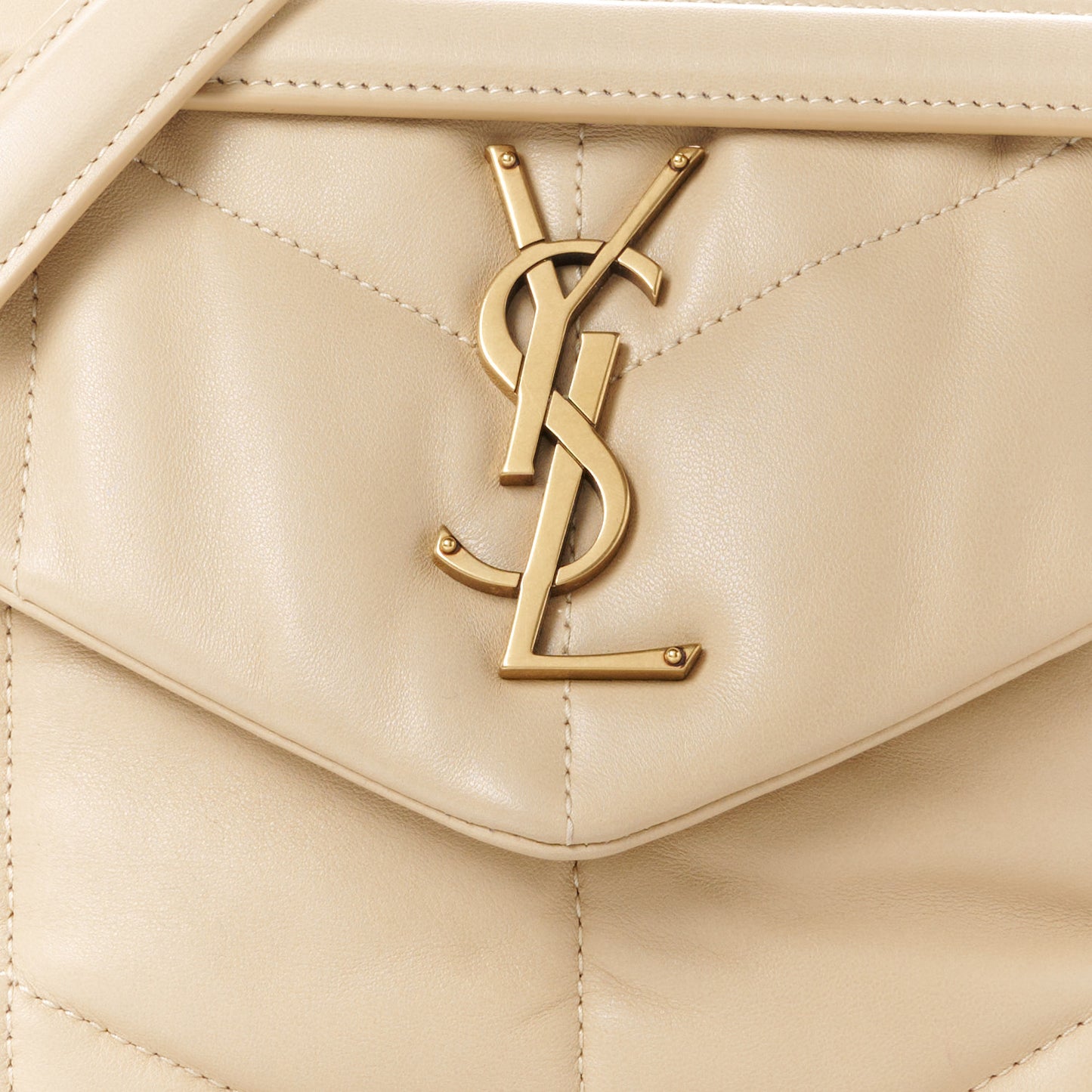 Lambskin Quilted Small Loulou Puffer Monogram Chain Satchel Dark Beige