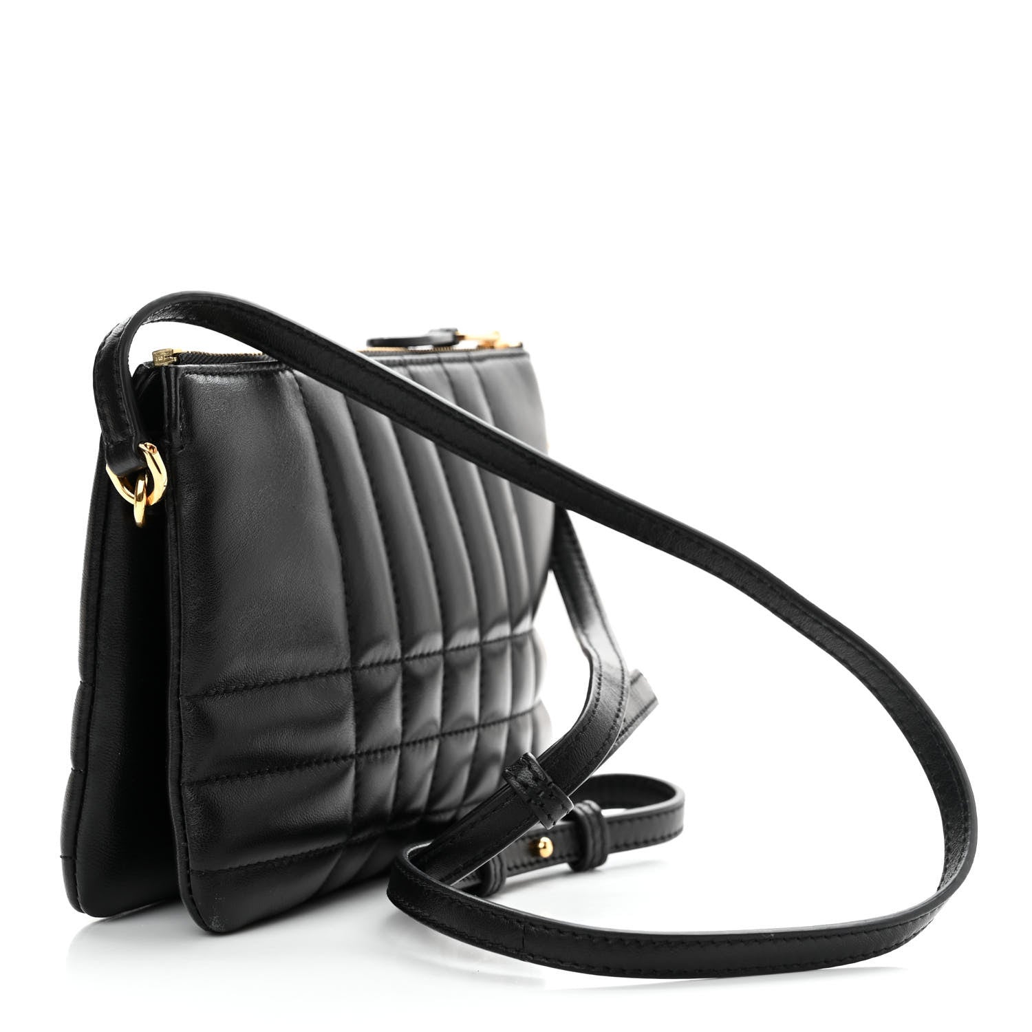 Burberry Lambskin Quilted Lola Double Pouch Crossbody Black 3 of 11
