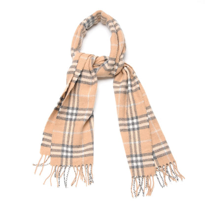 Burberry Lambswool Check Fringe Scarf Beige 1 of 5