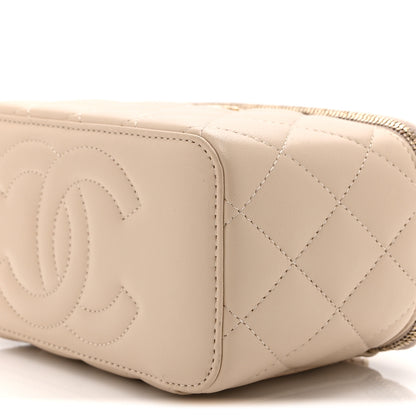Chanel Lambskin Quilted Small Top Handle Vanity Case With Chain Beige 10 of 11