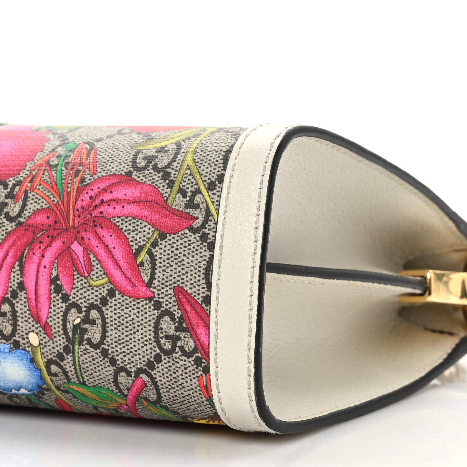 Gucci GG Supreme Monogram Flora Web Small Ophidia Chain Shoulder Bag White 10 of 10