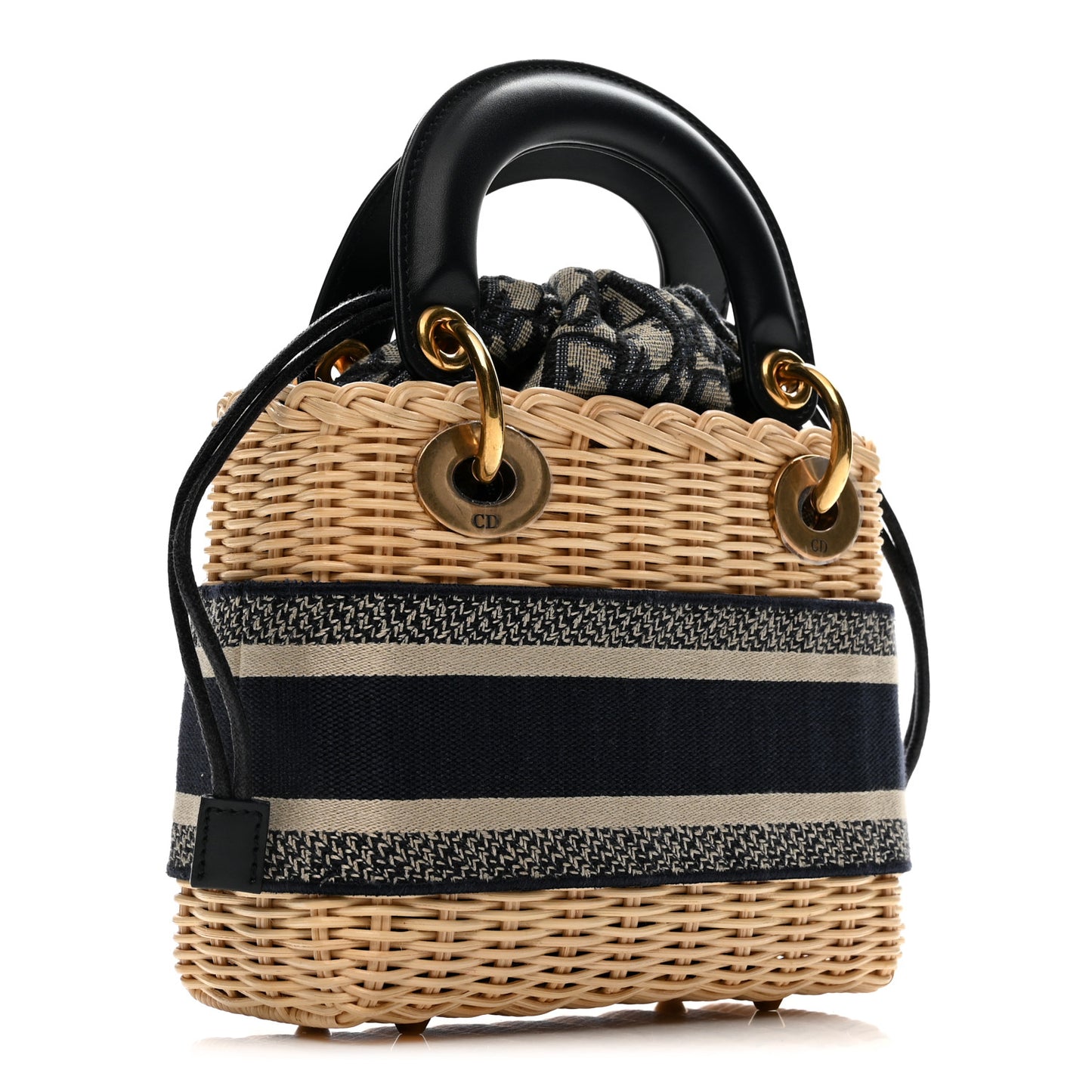 Wicker Oblique Mini Lady Dior Bag Blue