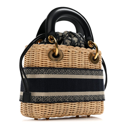 Christian Dior Wicker Oblique Mini Lady Dior Bag Blue 3 of 12