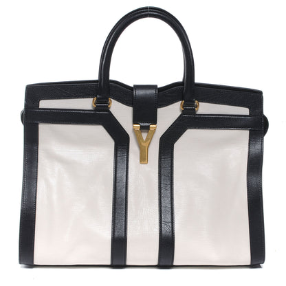 Saint Laurent Leather Large Cabas Chyc Black White 1 of 8