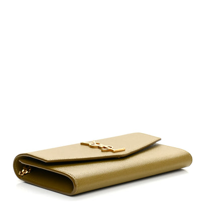 Saint Laurent Grain De Poudre Monogram Uptown Chain Wallet Olive 4 of 9
