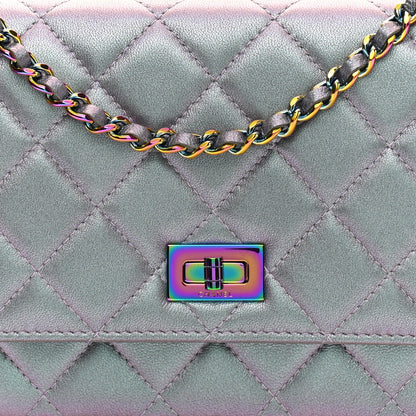 Chanel Iridescent Lambskin Quilted Reissue Wallet On Chain WOC Light Purple 9 of 12